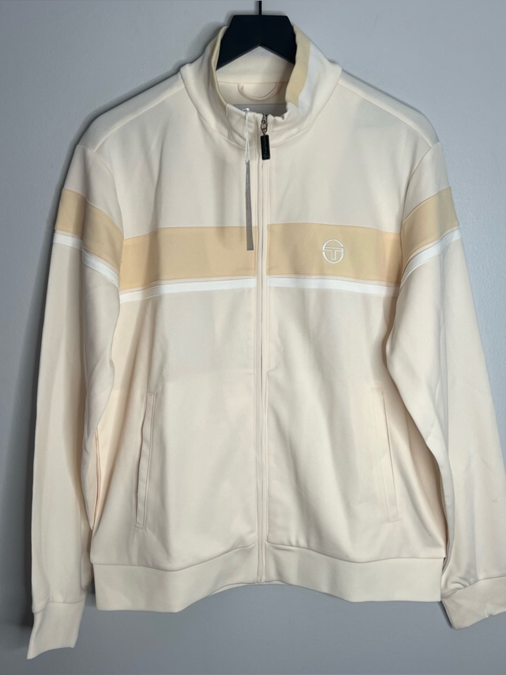 Sergio Tacchini Damarindo Track Jacket Mens Medium Cream White NWT